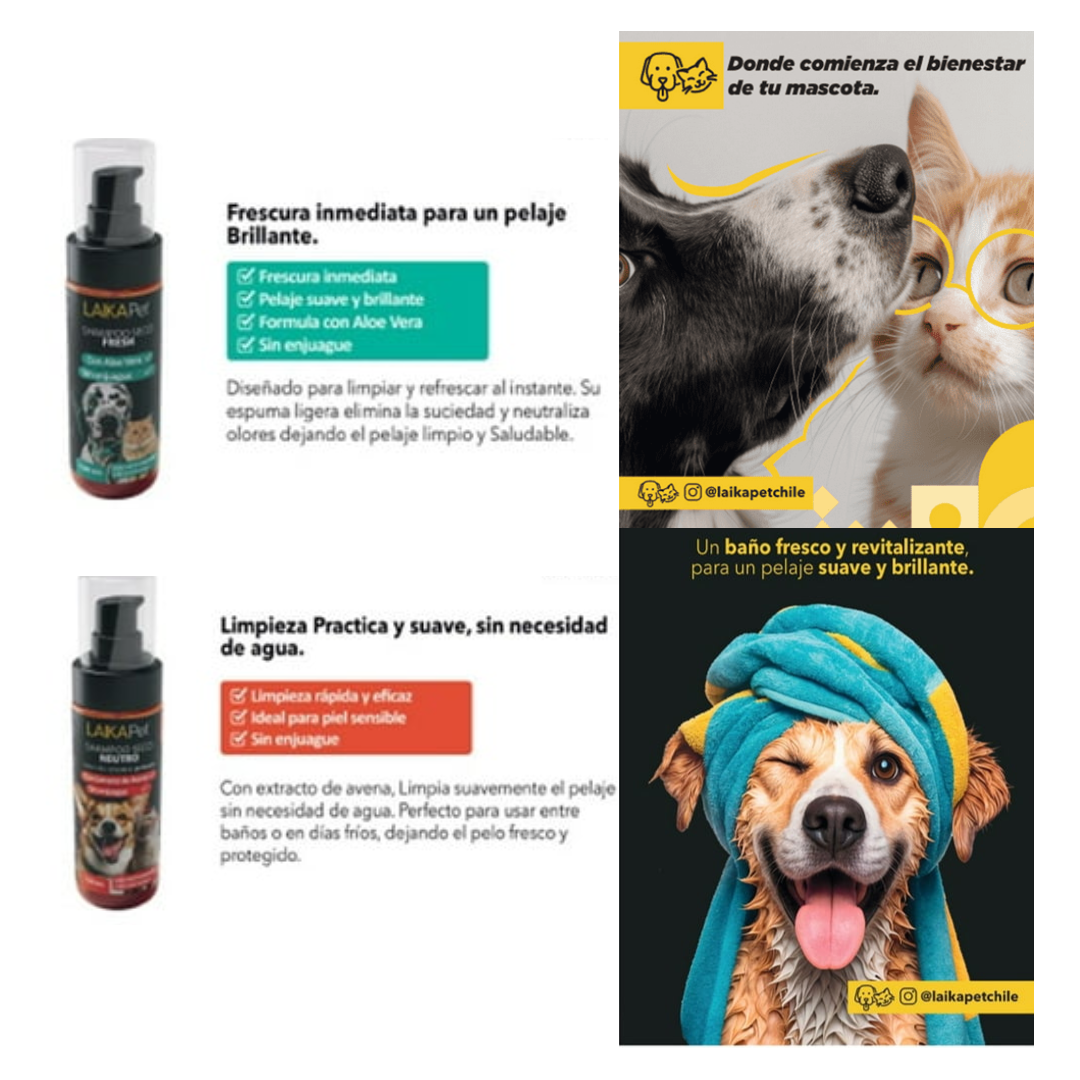 Shampoo Seco Fresh con Aloe Vera Perros y Gatos 130ml LaikaPet 2