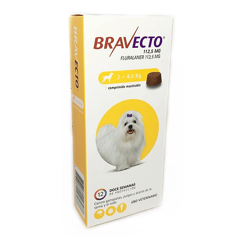 Bravecto Antipulgas y Garrapatas para Mascotas 2 a 4.5Kg