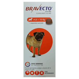 Bravecto Antipulgas y Garrapatas para Mascotas 4.5 a 10Kg