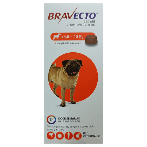Bravecto Antipulgas y Garrapatas para Mascotas 4.5 a 10Kg