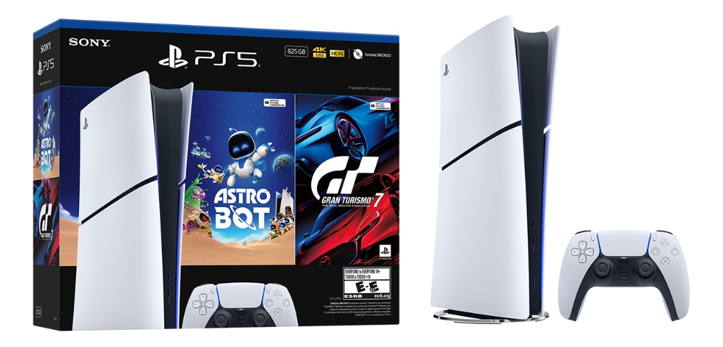 Consola Ps5 Digital 825GB + Juegos AstroBot y Gran Turismo 7 PlayStation 1