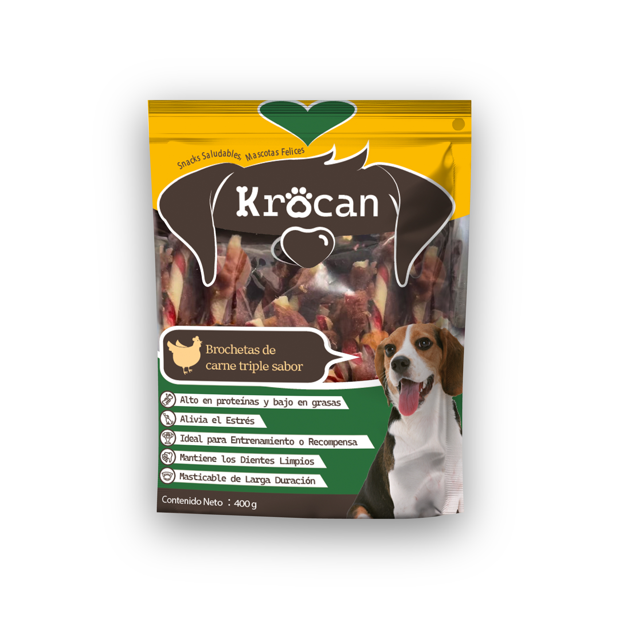 Snack Perro Brochetas De Carne Triple Sabor 400grs Krocan 1