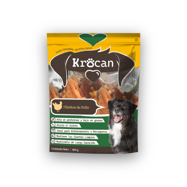 Snack Perro Filetitos De Pollo 400grs Krocan 1