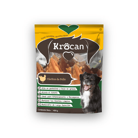 Snack Perro Filetitos De Pollo 400grs Krocan