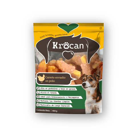 Snack Perro Camote Envuelto En Pollo 400grs Krocan