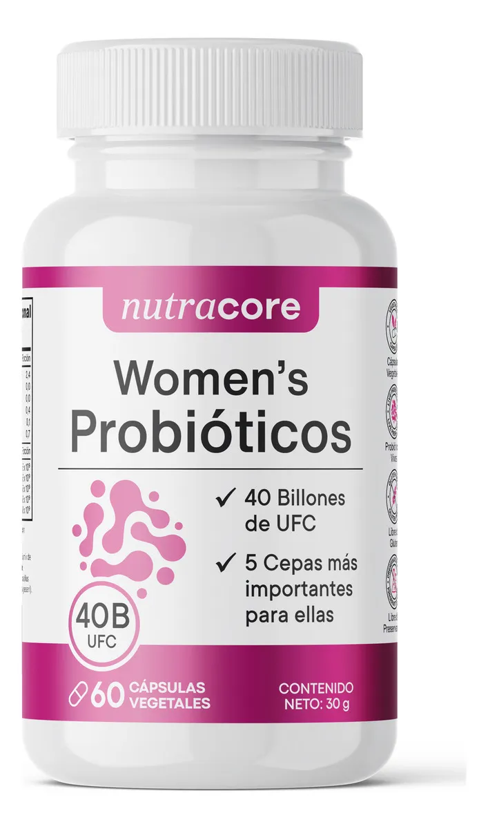 Probióticos Mujer Salud Íntima 40 Billones 60 Caps Nutracore  1