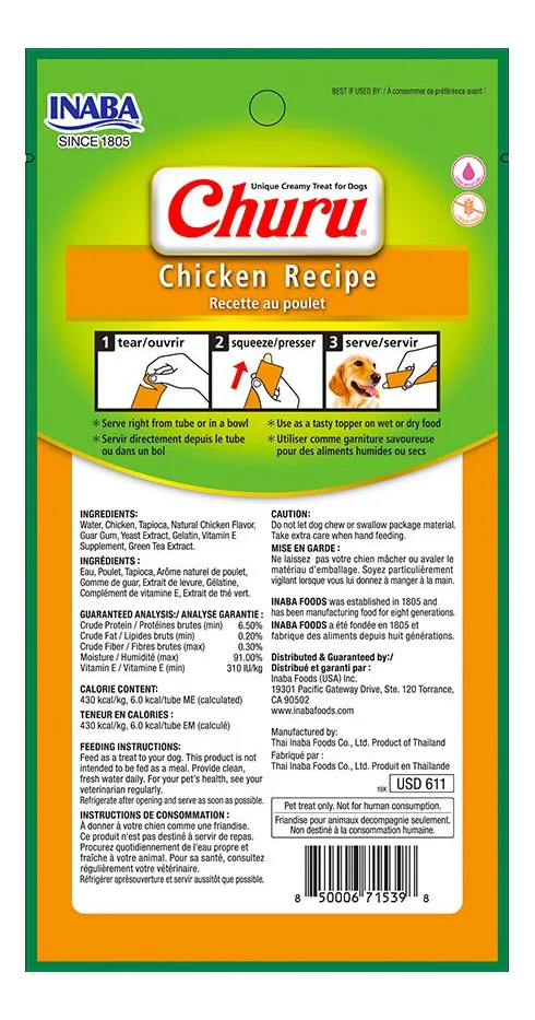 Snack Para Perro Cremoso Inaba Churu Pollo 14 Gr 2