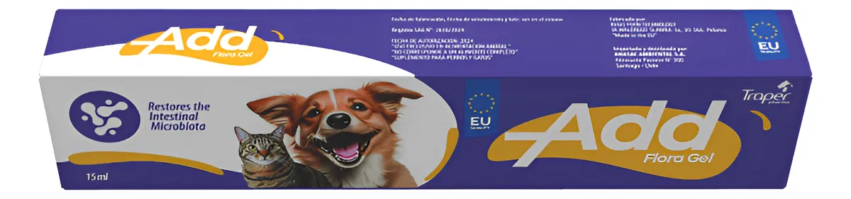 Add Probiotico Flora Gel para Perros y Gatos 15ml Traper 1