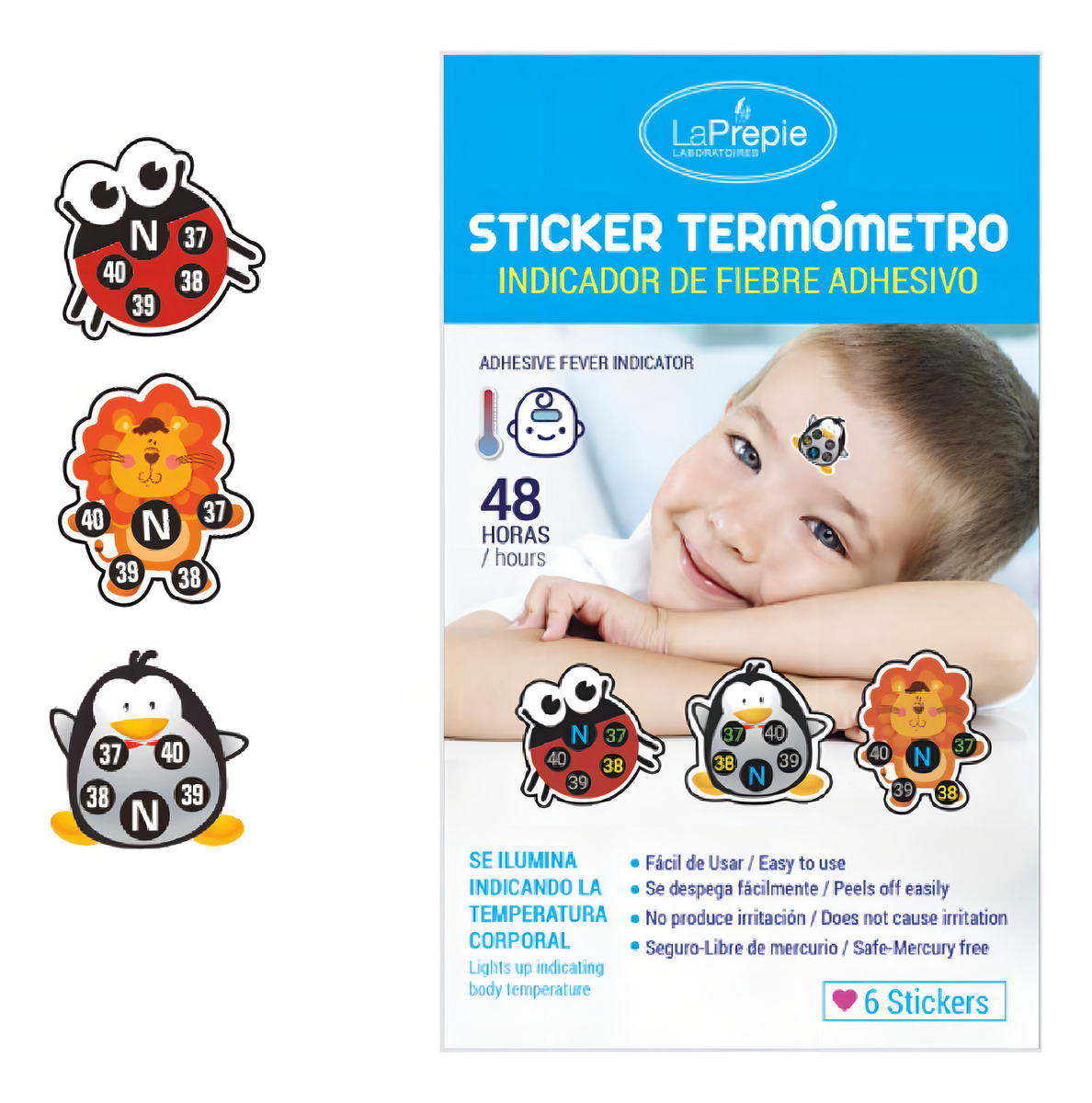 Termometro Infantil Hipoalergenico 6 Sticker La Prepie  4