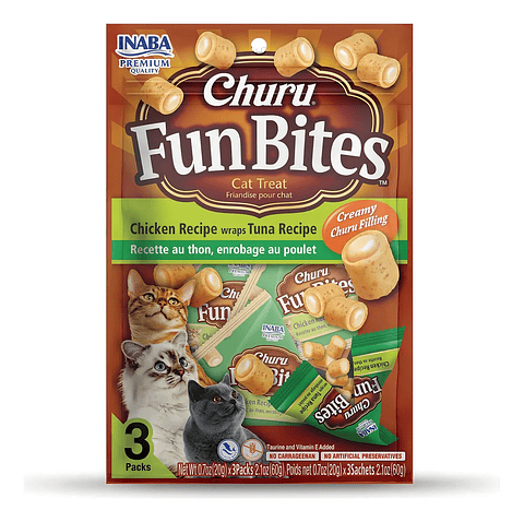 Churu Fun Bites Gatos sabor Atún- Pack 3 Snack