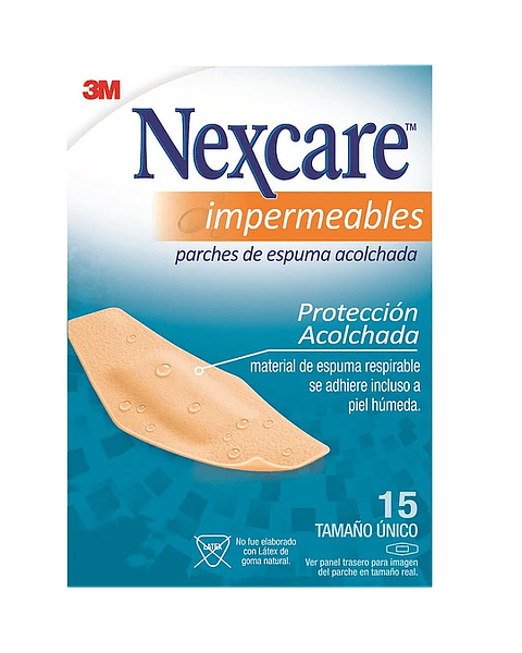 Parche Impermeable Acolchado Flexible 15 Unidades Nexcare