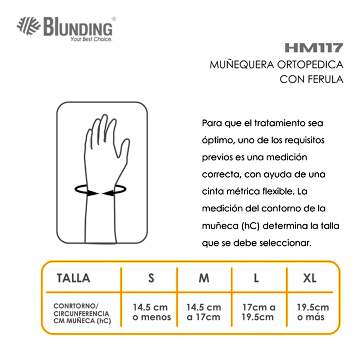 Muñequera Ortopédica Con Ferula Izquierda Azul T/M Blunding 3