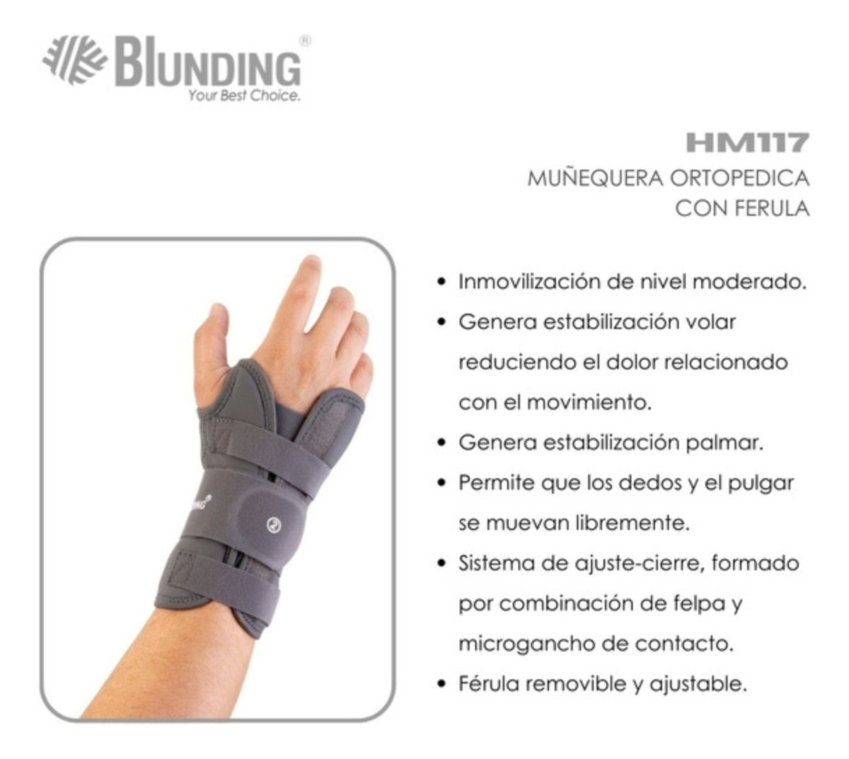 Muñequera Ortopedica con Ferula Izquierda T/S 3