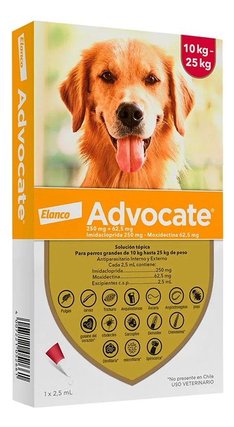Advocate Antiparasitario Para Perros 10 a 25kg Elanco