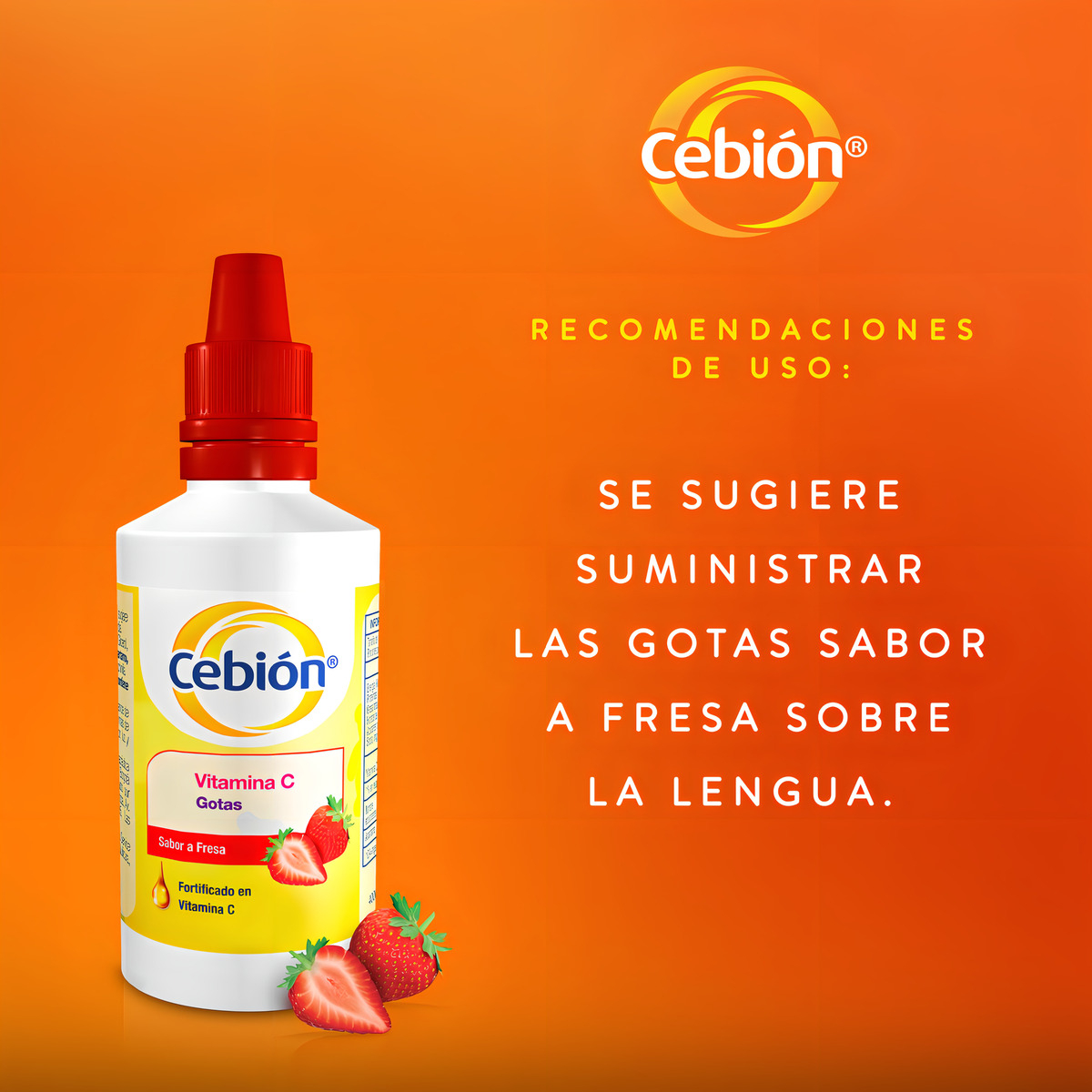 Vitamina C Gotas Sabor Fresa 30ml Cebion  3