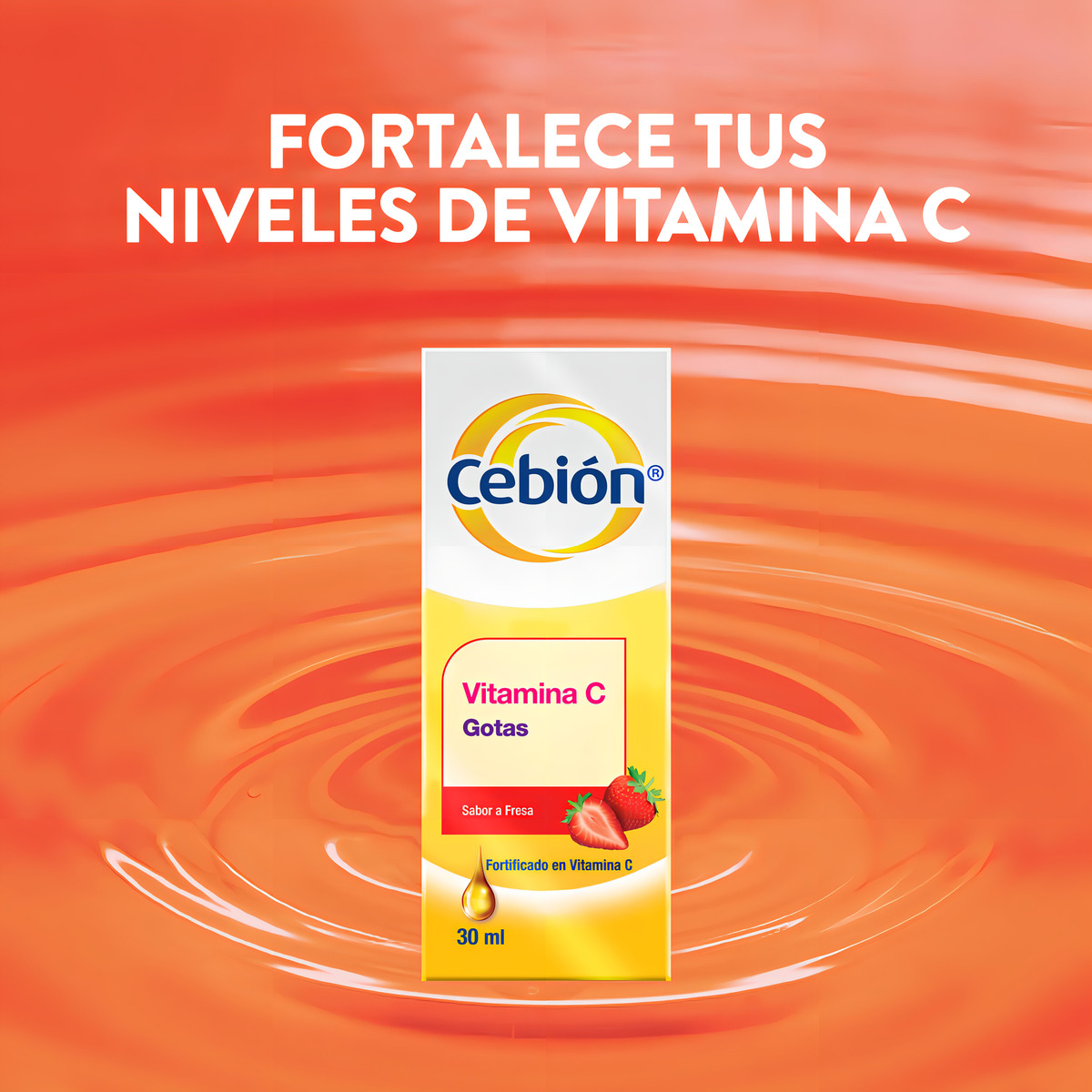 Vitamina C Gotas Sabor Fresa 30ml Cebion  4