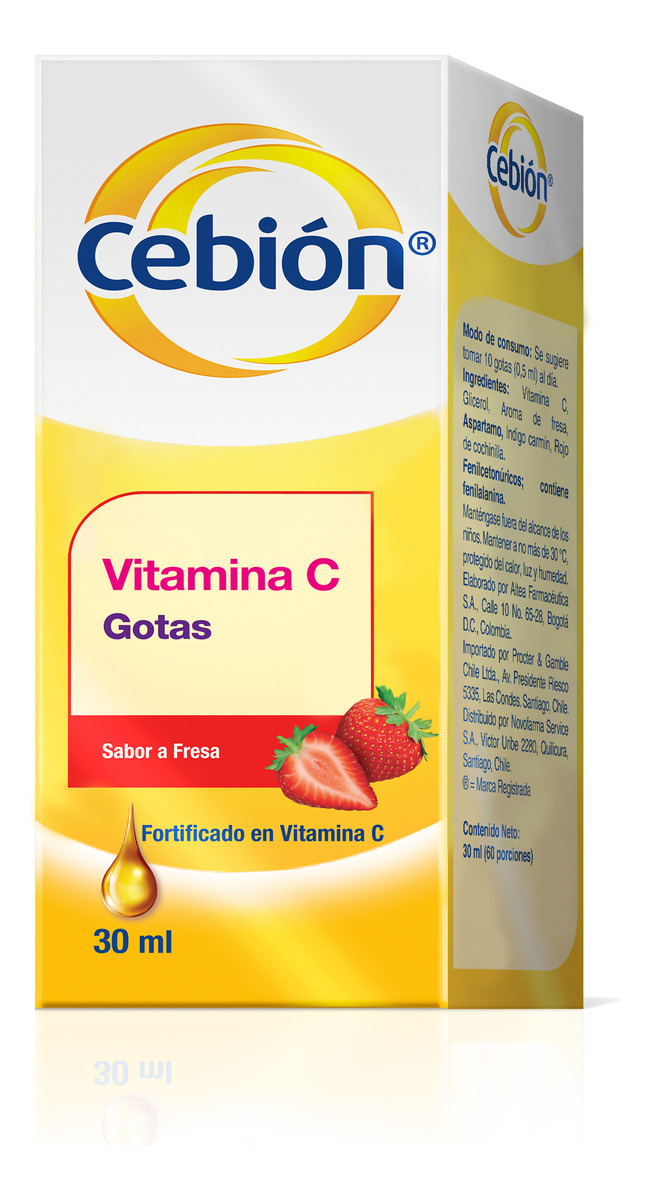 Vitamina C Gotas Sabor Fresa 30ml Cebion  1