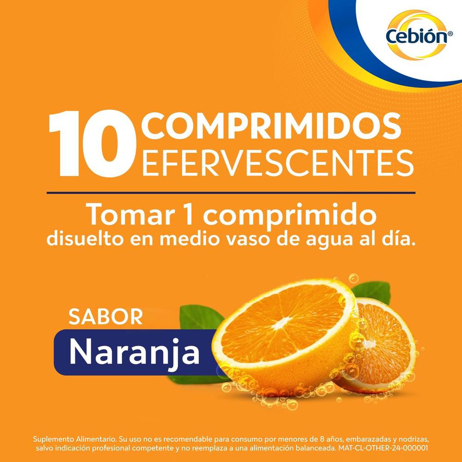 Vitamina C 1000 Sabor Naranja 10 Comprimidos Efervescentes Cebion 5