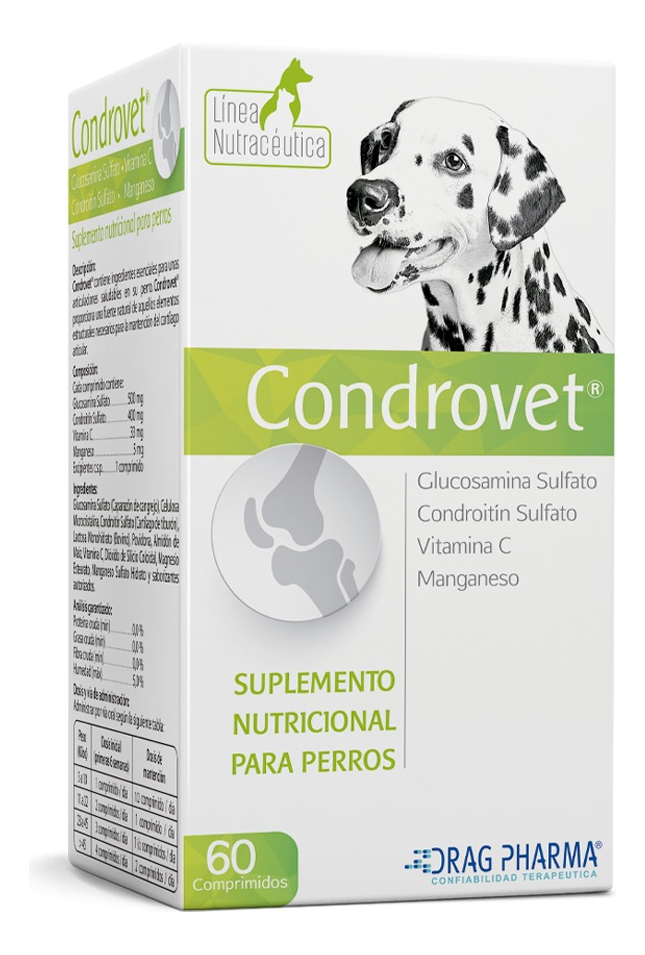 Condrovet Suplemento Nutricional para Perros 60comp Drag Pharma 2