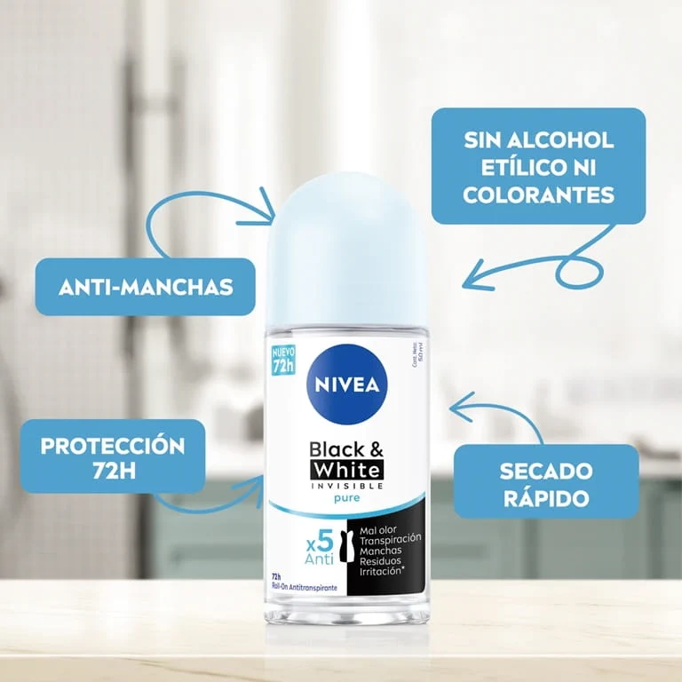 Black & White Invisible Antitranspirante Antimanchas 50ml Nivea 3