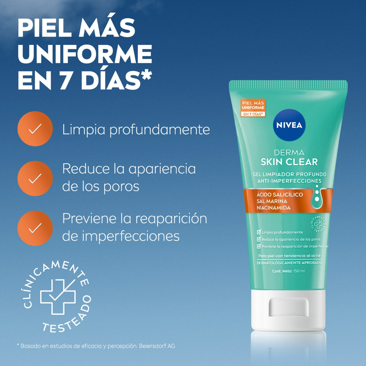 Derma Skin Clear Gel Limpiador Facial Profundo 150ml Nivea 2
