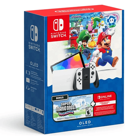 Nintendo Switch Oled Blanca Mario Wonder Bundle