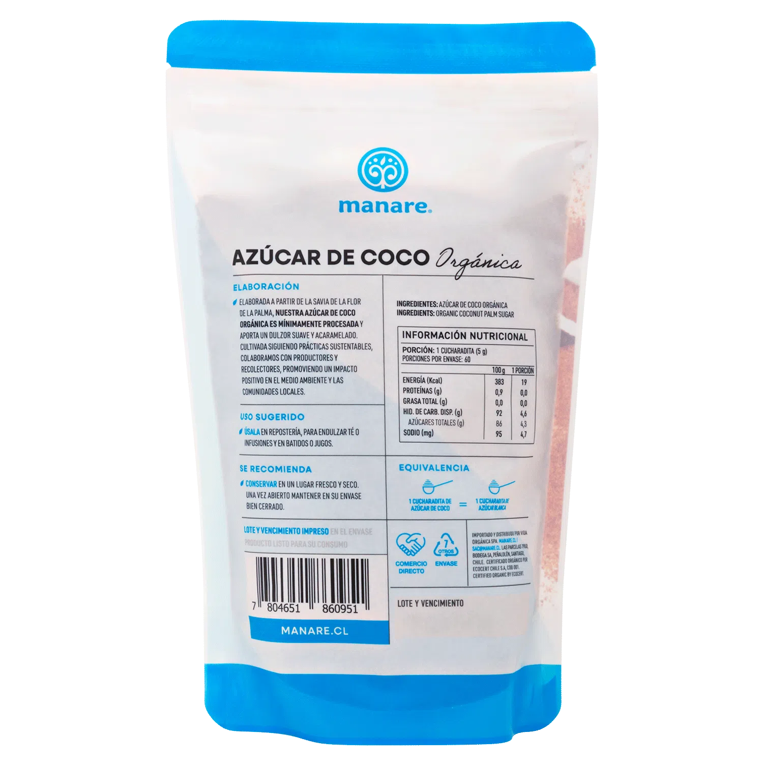 Azucar De Coco Organica 300g Manare 3