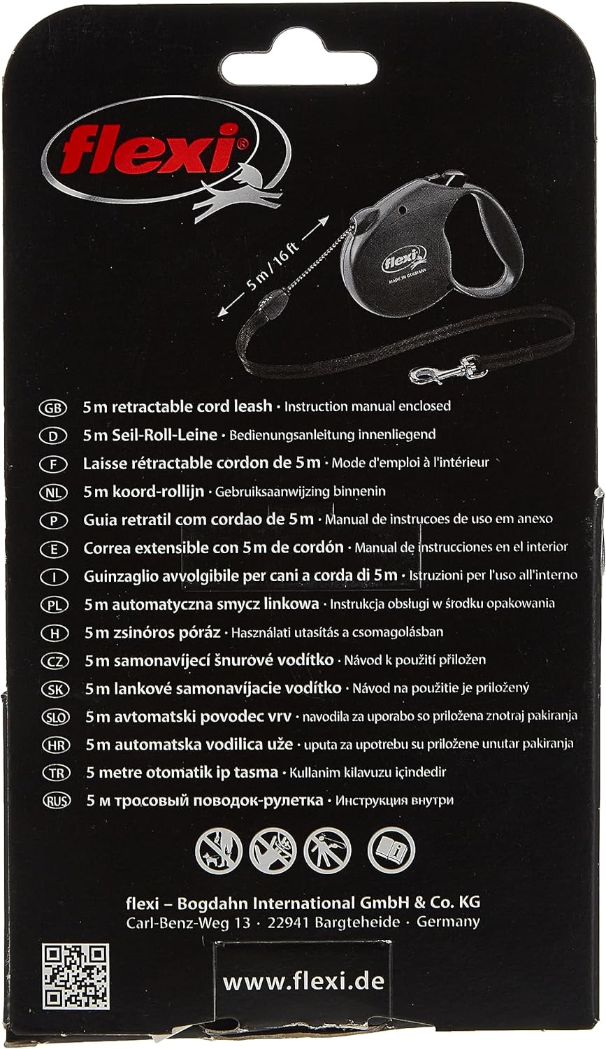 Correa Flexi Talla S Color Negro Puntos Rosa 5mt Hasta 12kg  3