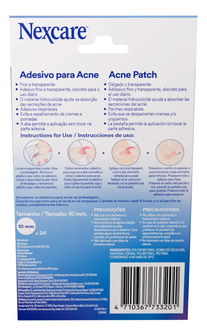 Acne Patch Adhesivo para Acne 24unidades de 10mm Nexcare 3