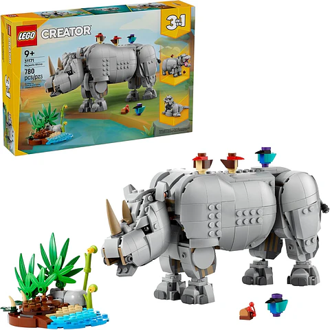Fauna Salvaje 3en1 Poderoso Rinoceronte 31171 Piezas 780 Lego