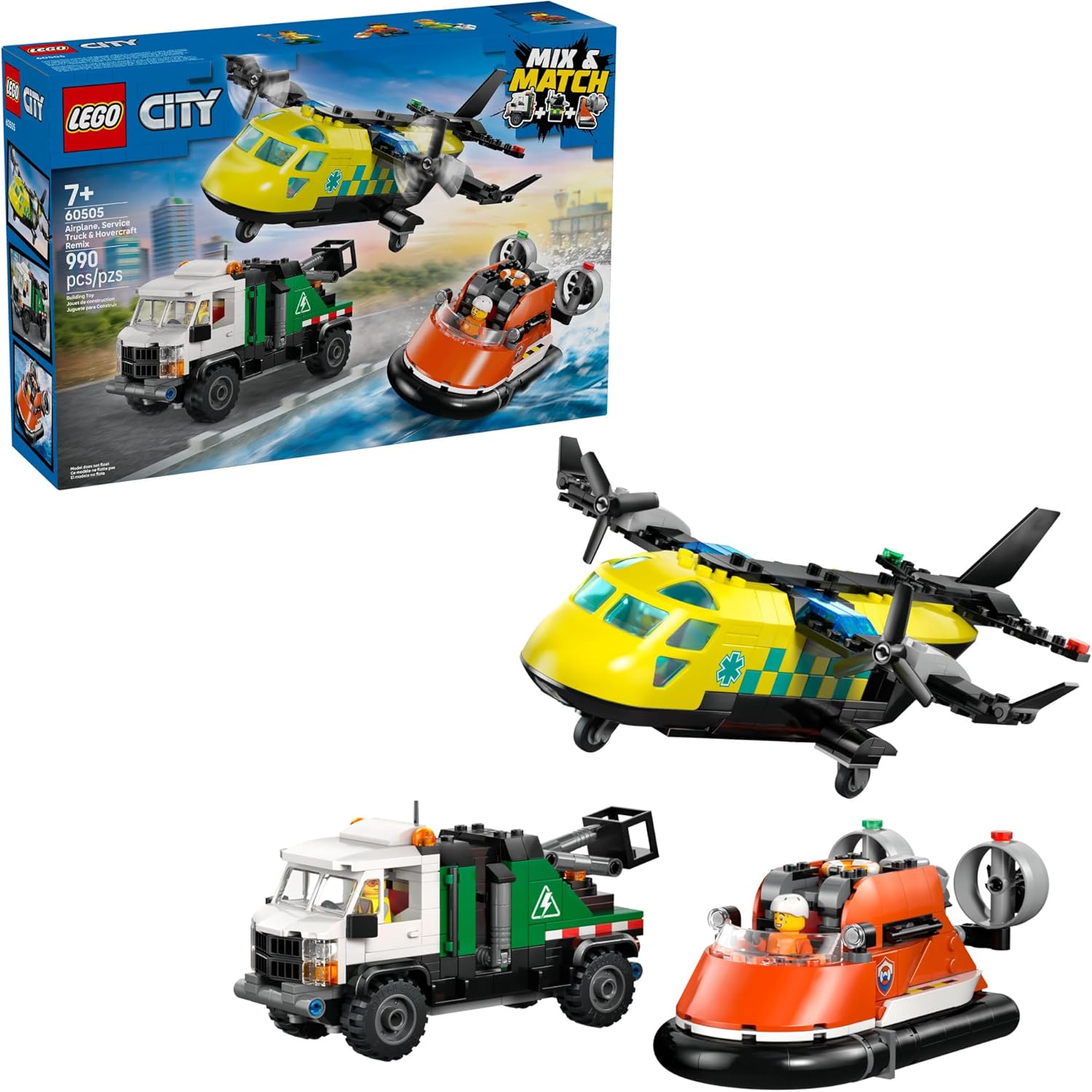 Lego City Airplane, Service Truck & Hovercraft 60505 