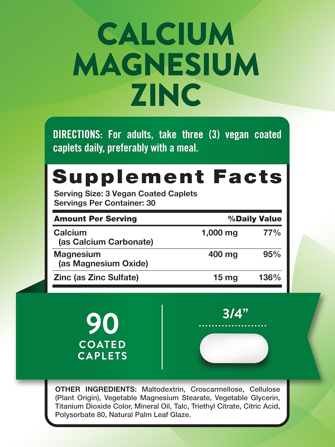 Calcio Magnesio y Zinc 90un. Nature´s Truth 5