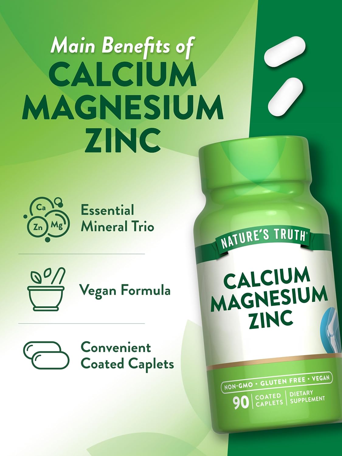 Calcio Magnesio y Zinc 90un. Nature´s Truth 3