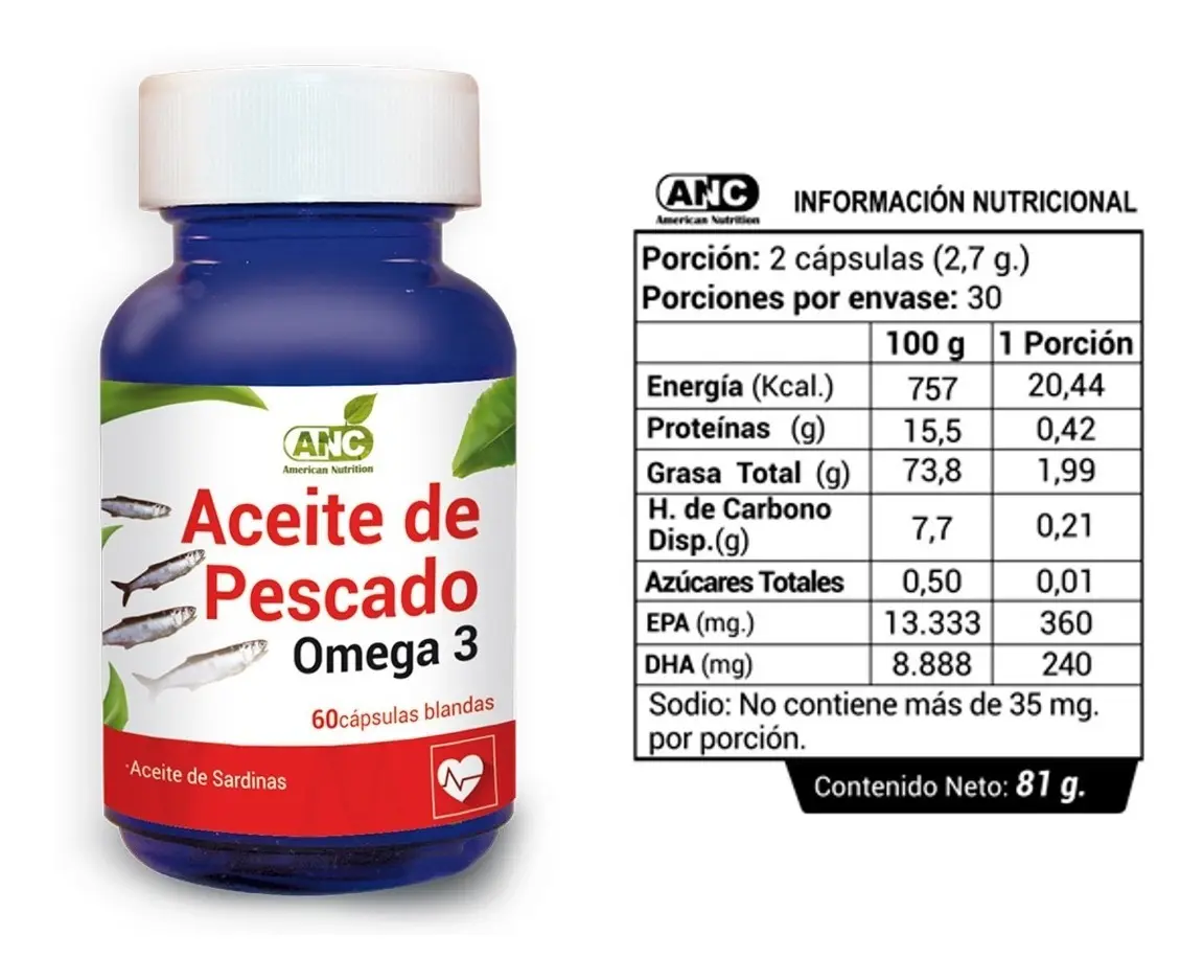 Aceite de Pescado Aceite de Sardinas 60 capsulas ANC 3
