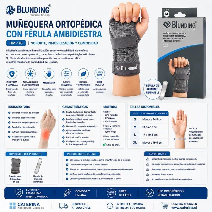 Muñequera Ambidiestra Con Ferula Talla L Blunding 2