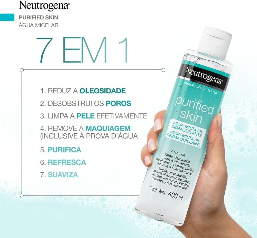 Desmaquillante de Agua Micelar Purificada 400ml Neutrogena 4