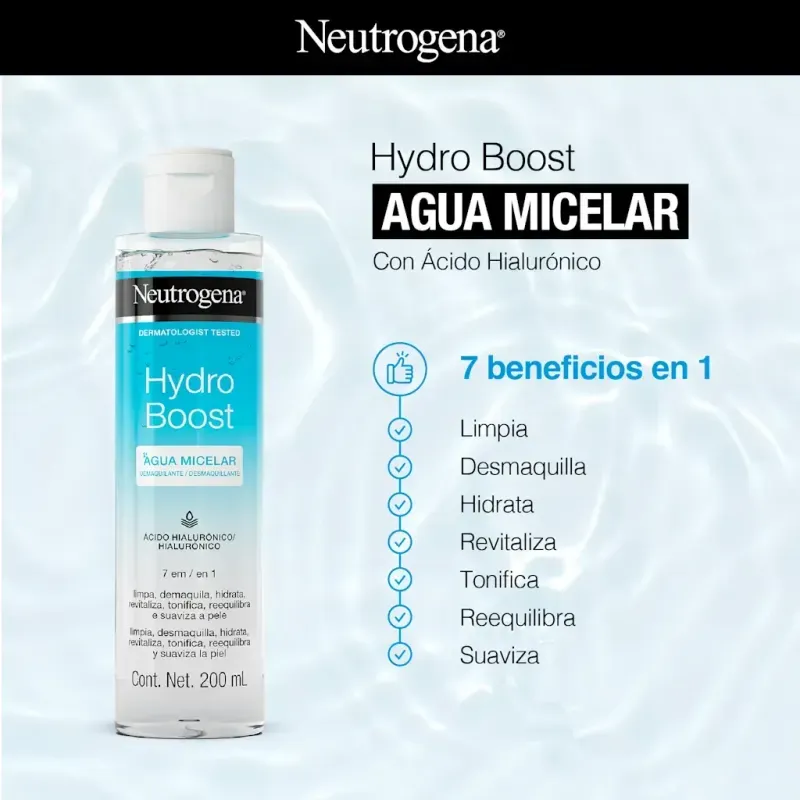 Desmaquillante de Agua Micelar Hydro Boost 400ml Neutrogena 3