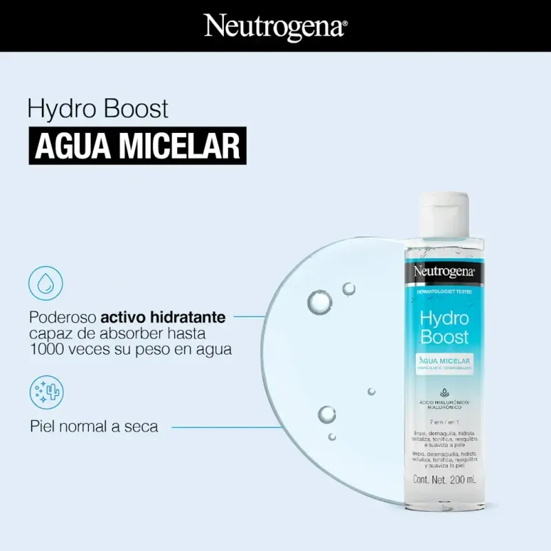 Desmaquillante de Agua Micelar Hydro Boost 400ml Neutrogena 4