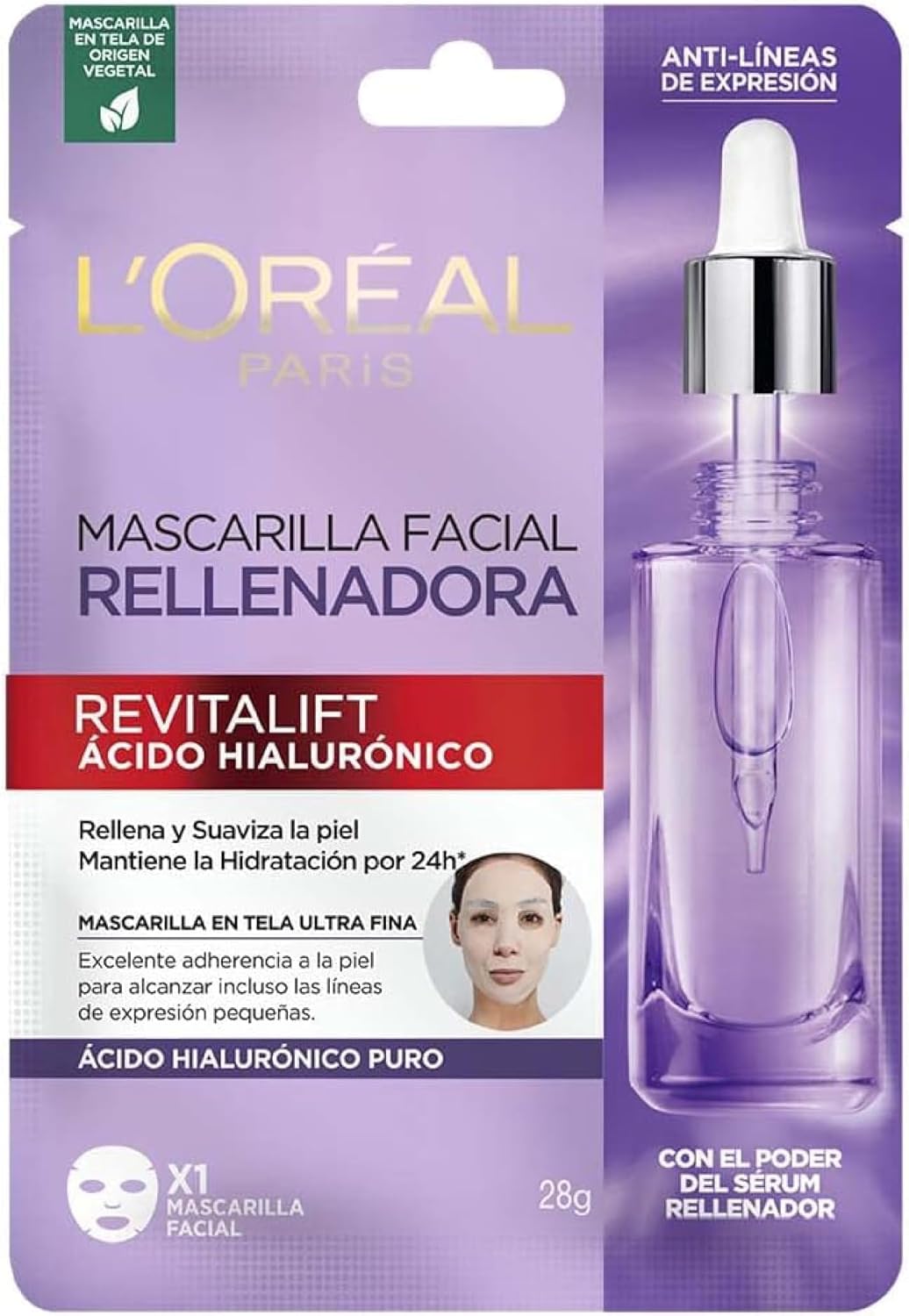 Mascarilla Facial Revitalift Acido Hialuronico 28g L´oreal 1