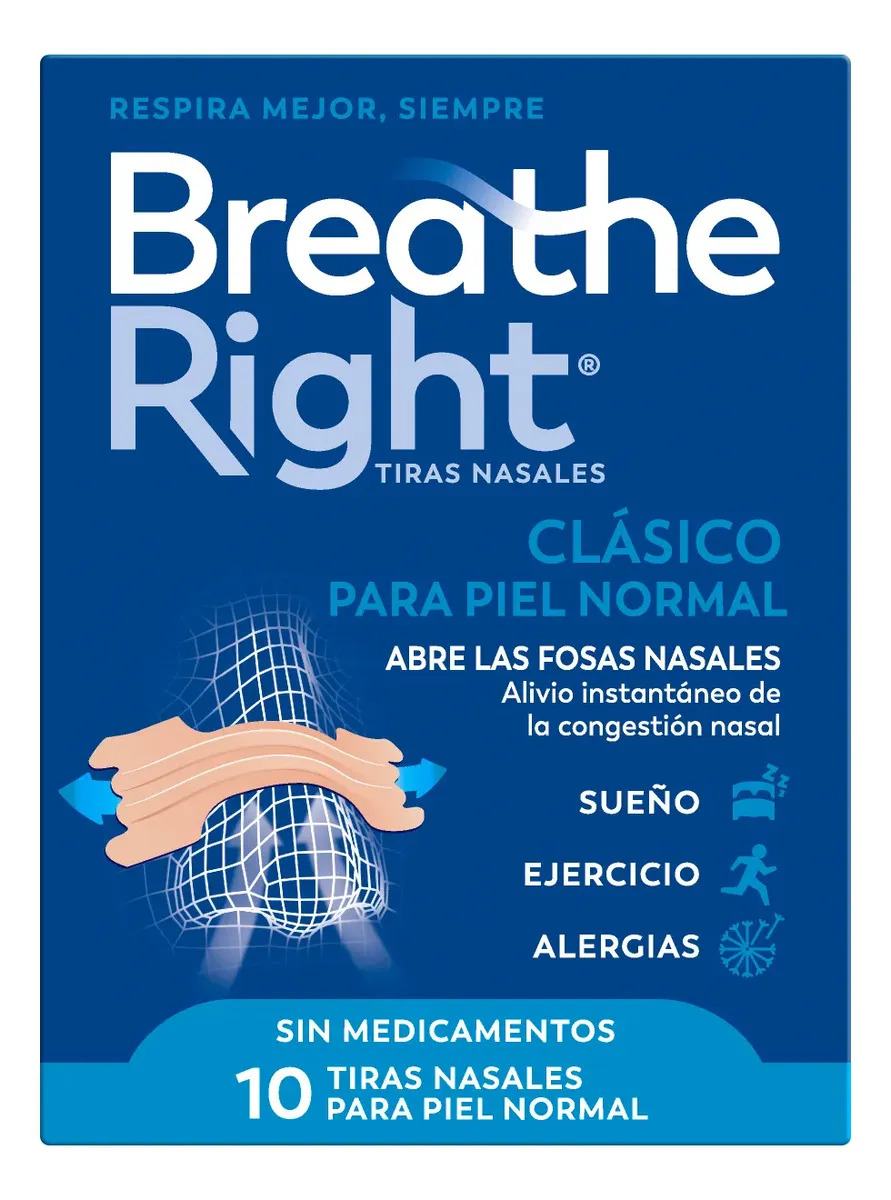Tiras Nasales Piel Normal 10un Breathe Right 6