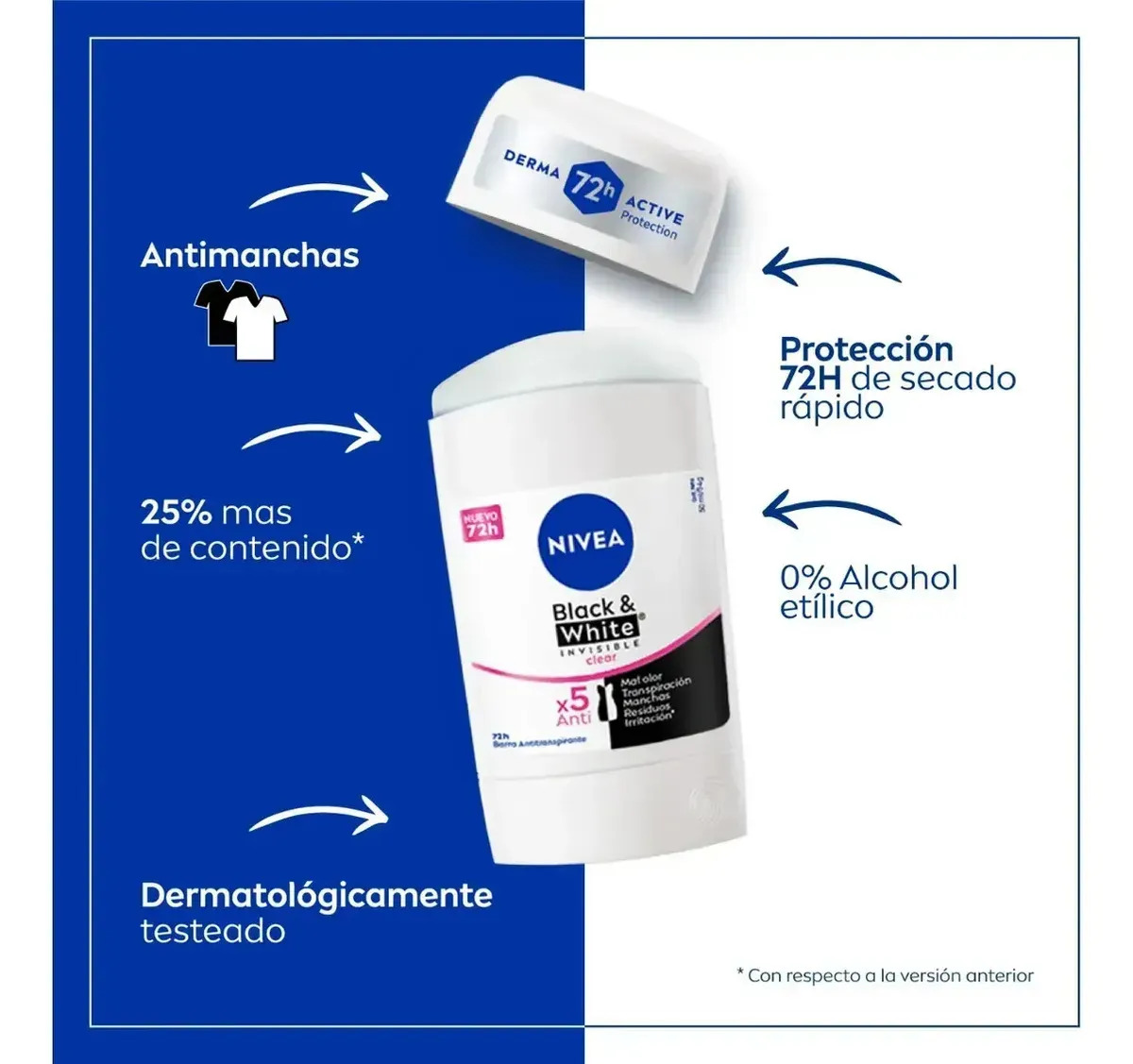 Desodorante en Barra Invisible Clear 72hrs 54gr Nivea 2