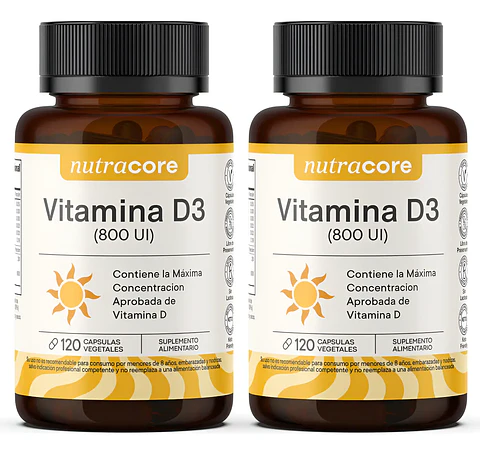 Vitamina D3 800ui 240 Cápsulas Vegetales Nutracore (2 X 120)