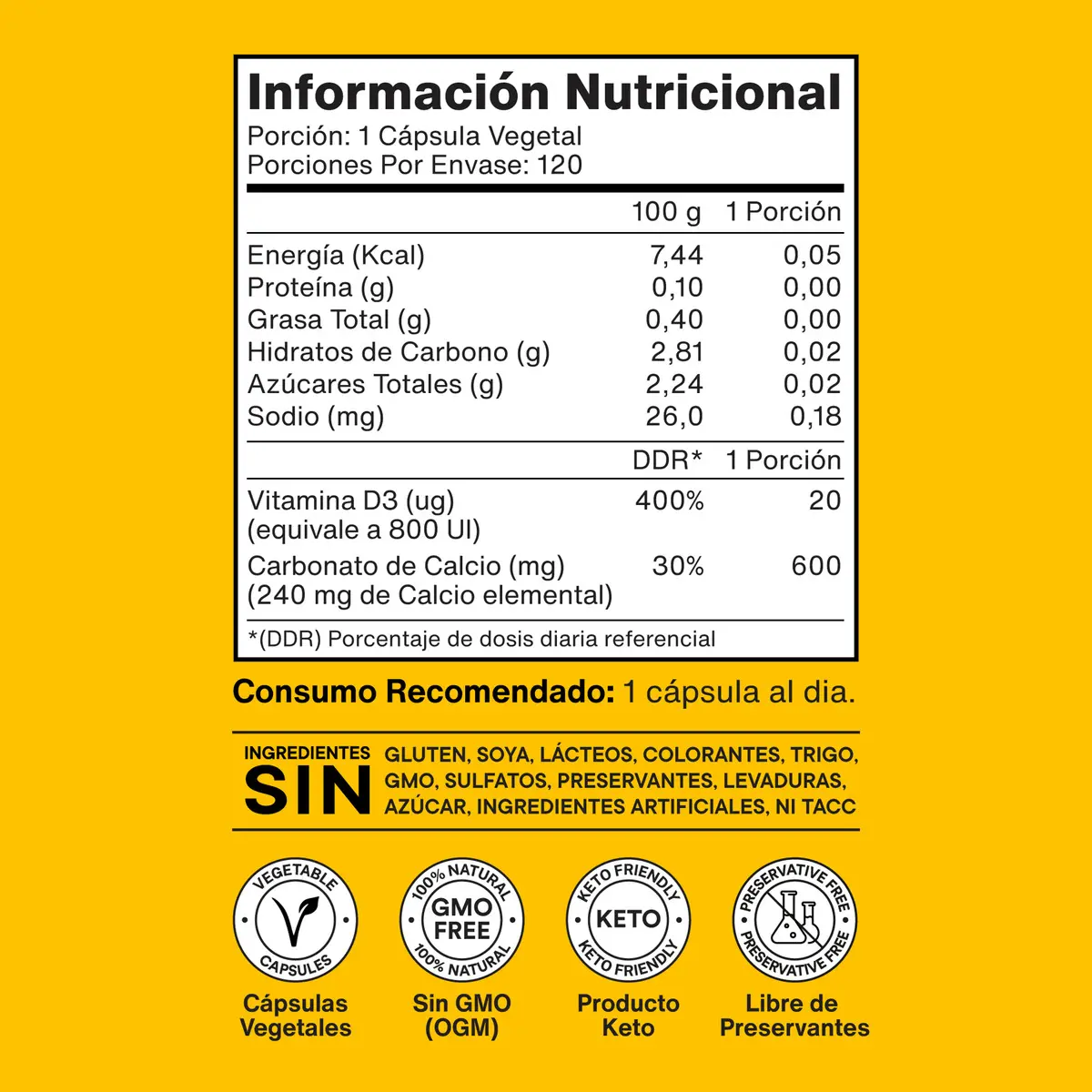 Vitamina D3 800ui 240 Cápsulas Vegetales Nutracore (2 X 120) 4