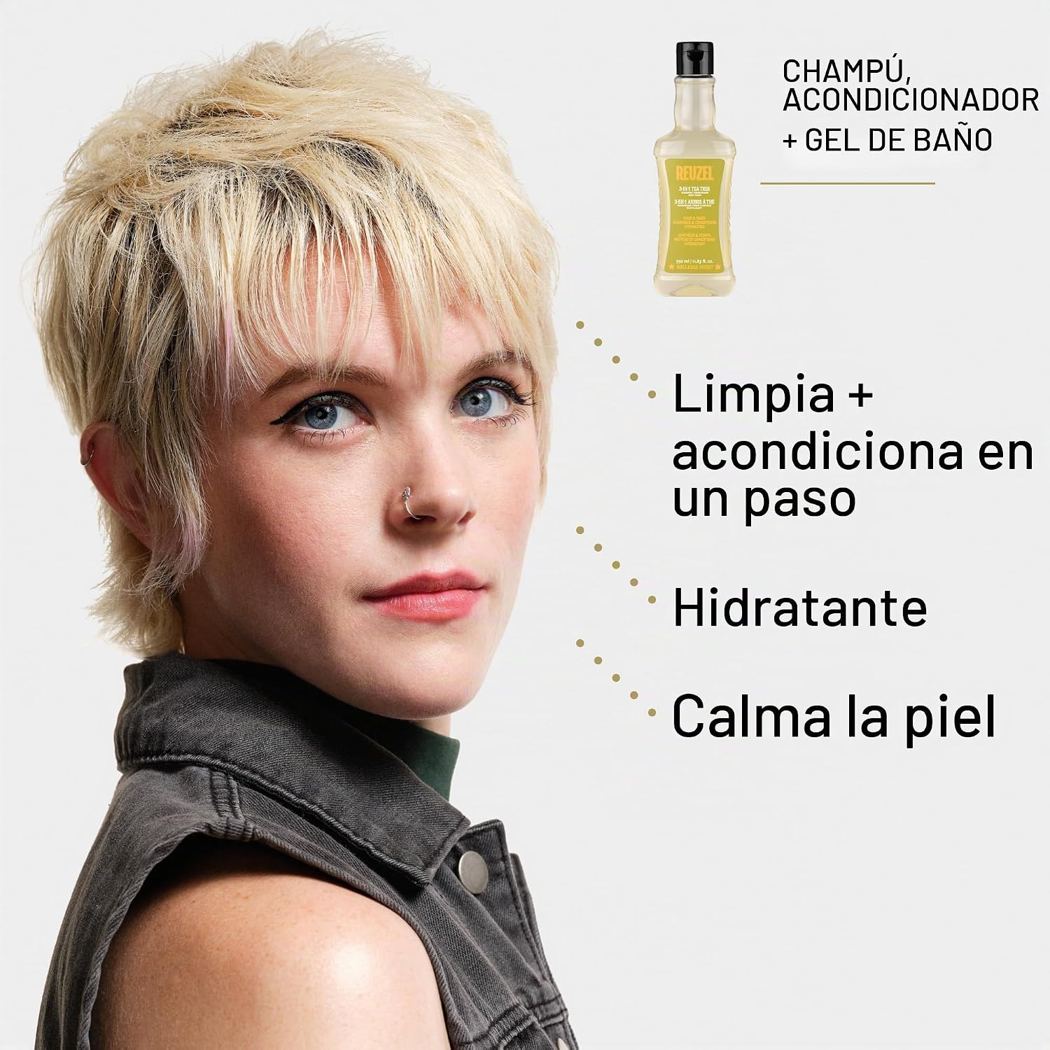 Shampoo 3en1 Arbol de Te 350ml Reuzel  5