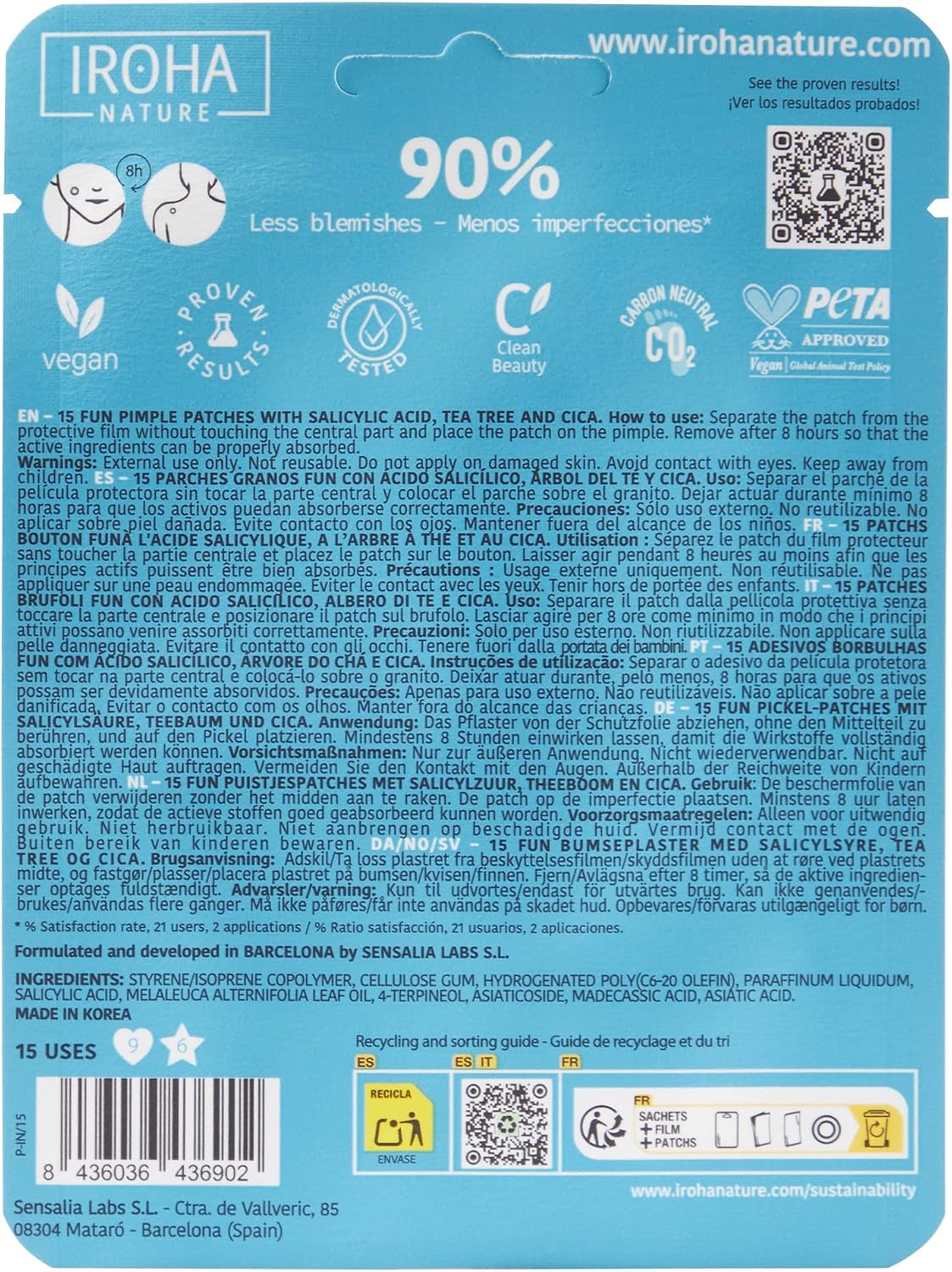 Parches Hidrocoliode Imperfecciones FUN 15 units Iroha Nature 9