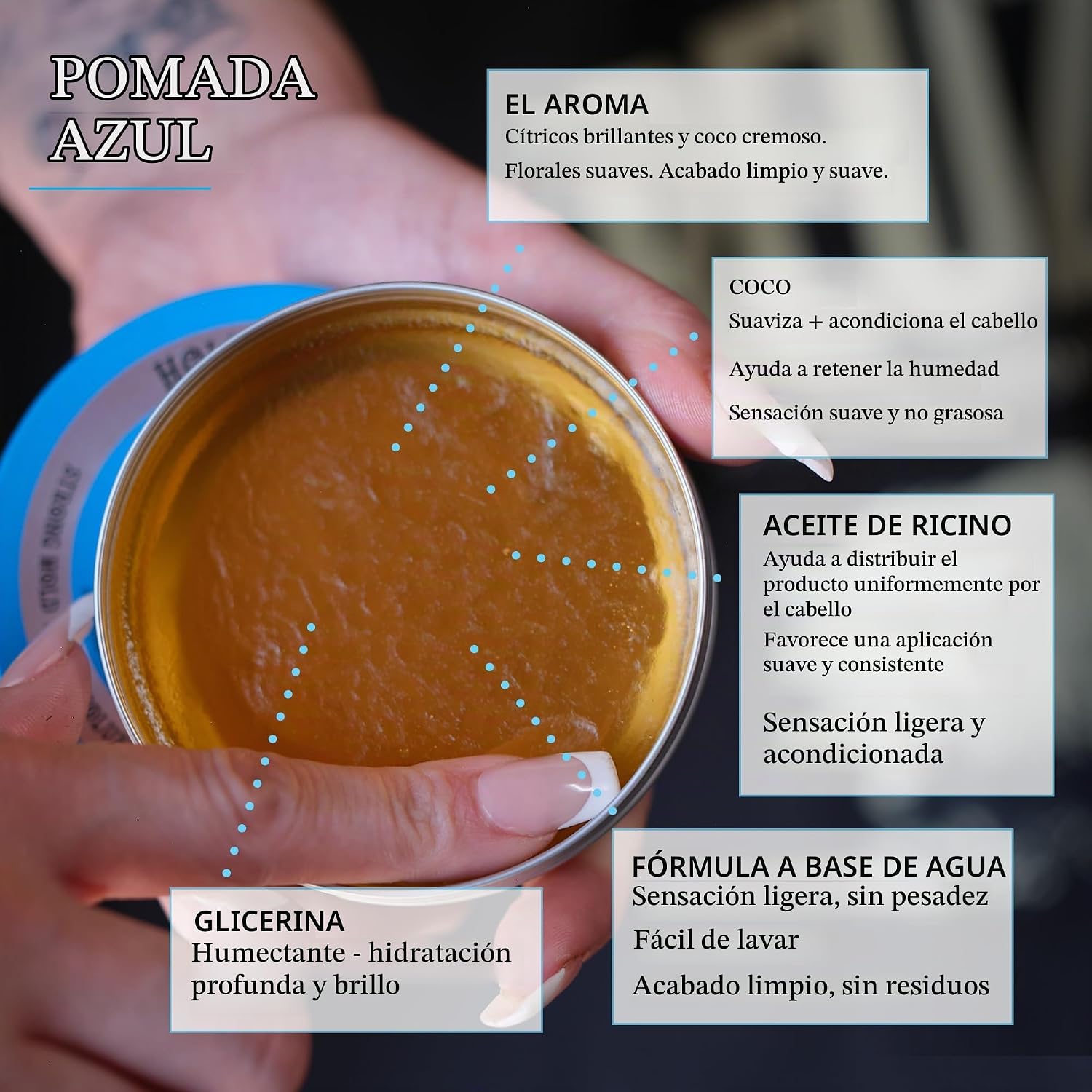 Pomada Azul Fijacion Alta 95gr Reuzel 2