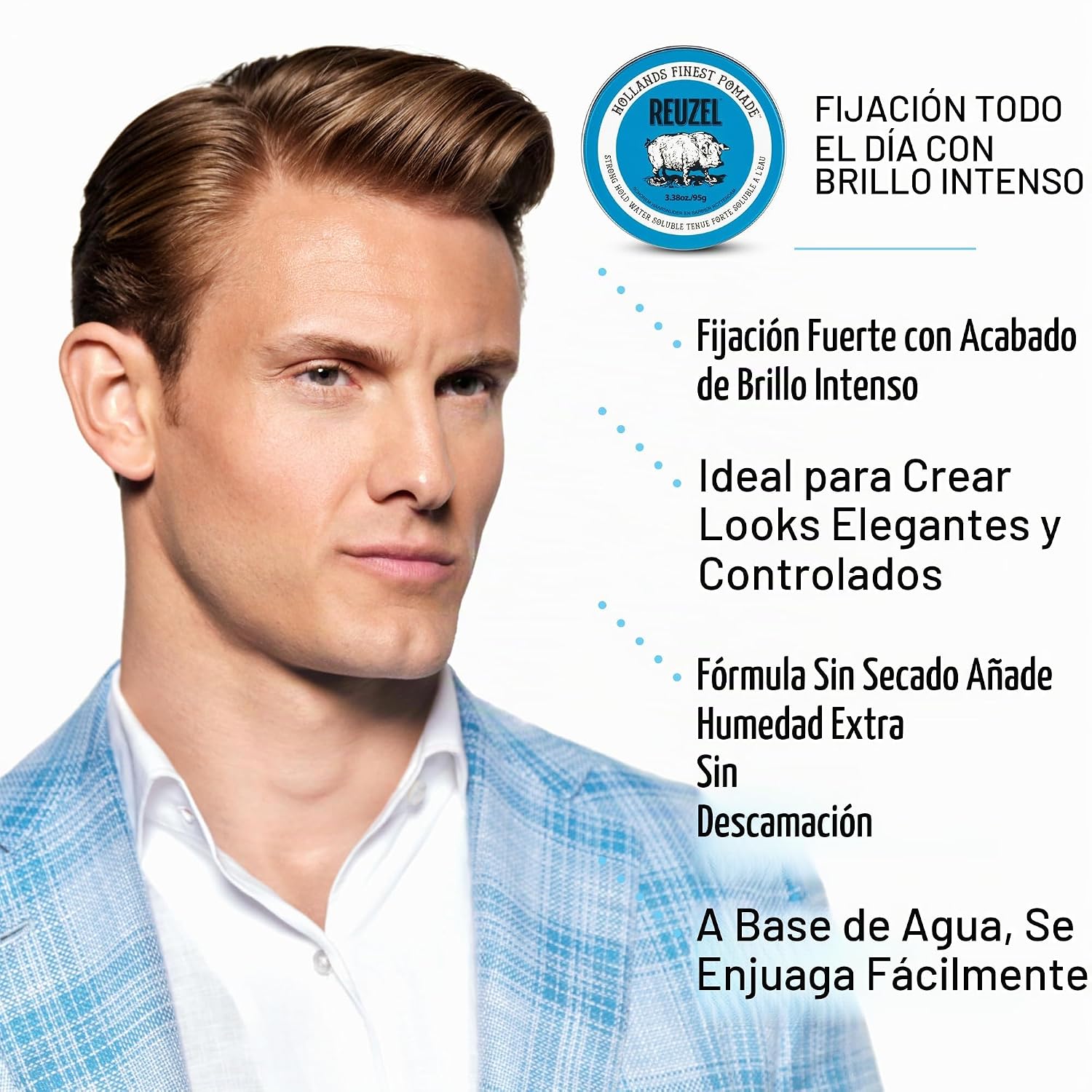 Pomada Azul Fijacion Alta 95gr Reuzel 6