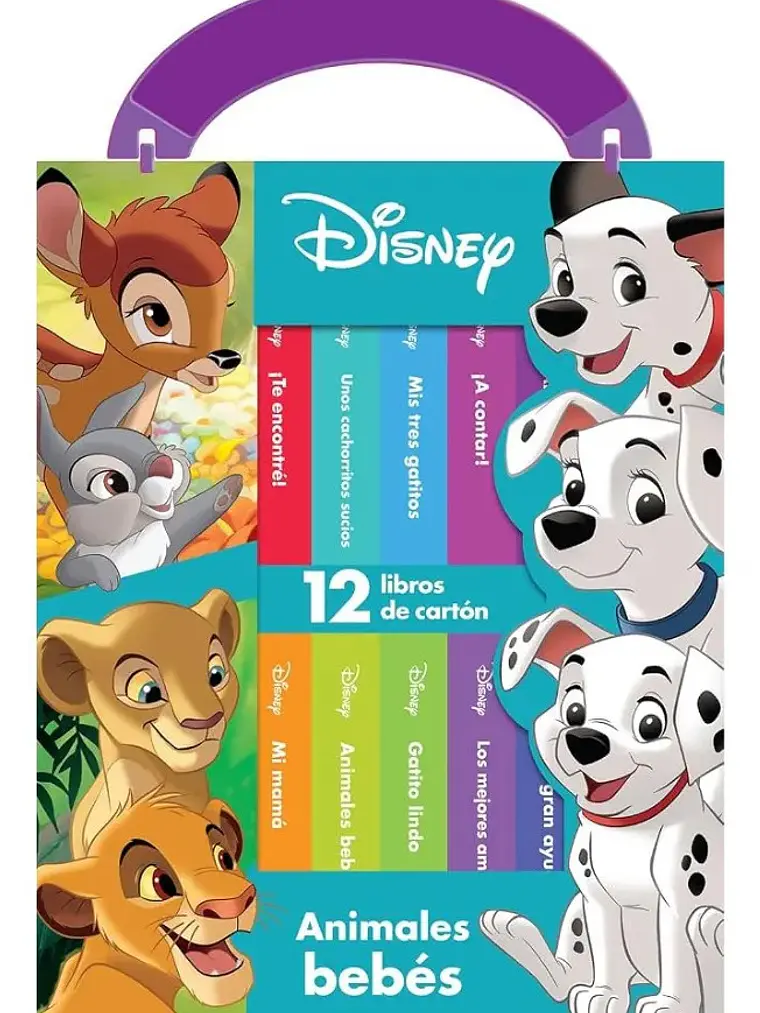Estuche Disney Animales Bebés Biblioteca 12 Libros Cartón 1