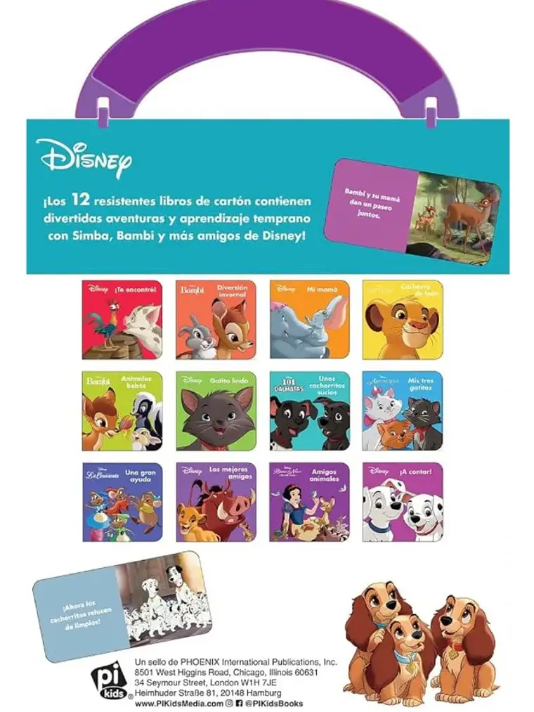 Estuche Disney Animales Bebés Biblioteca 12 Libros Cartón 2