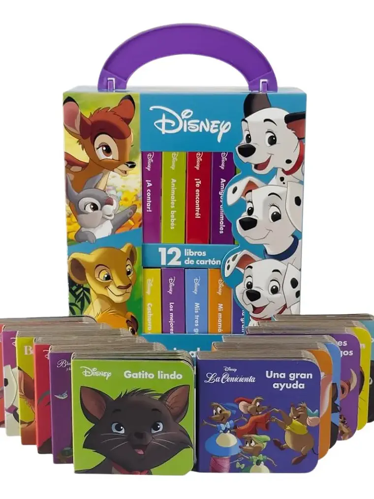 Estuche Disney Animales Bebés Biblioteca 12 Libros Cartón 3
